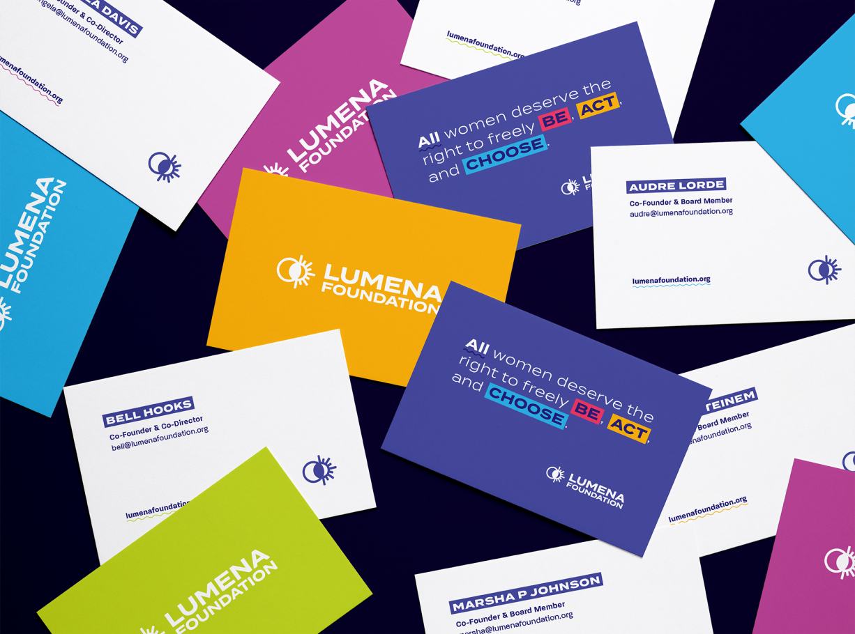 Lumena business card scatter mockup