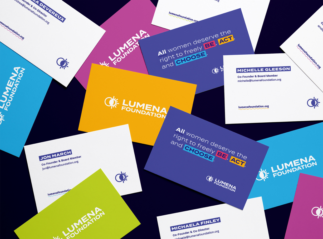 Lumena business card scatter mockup