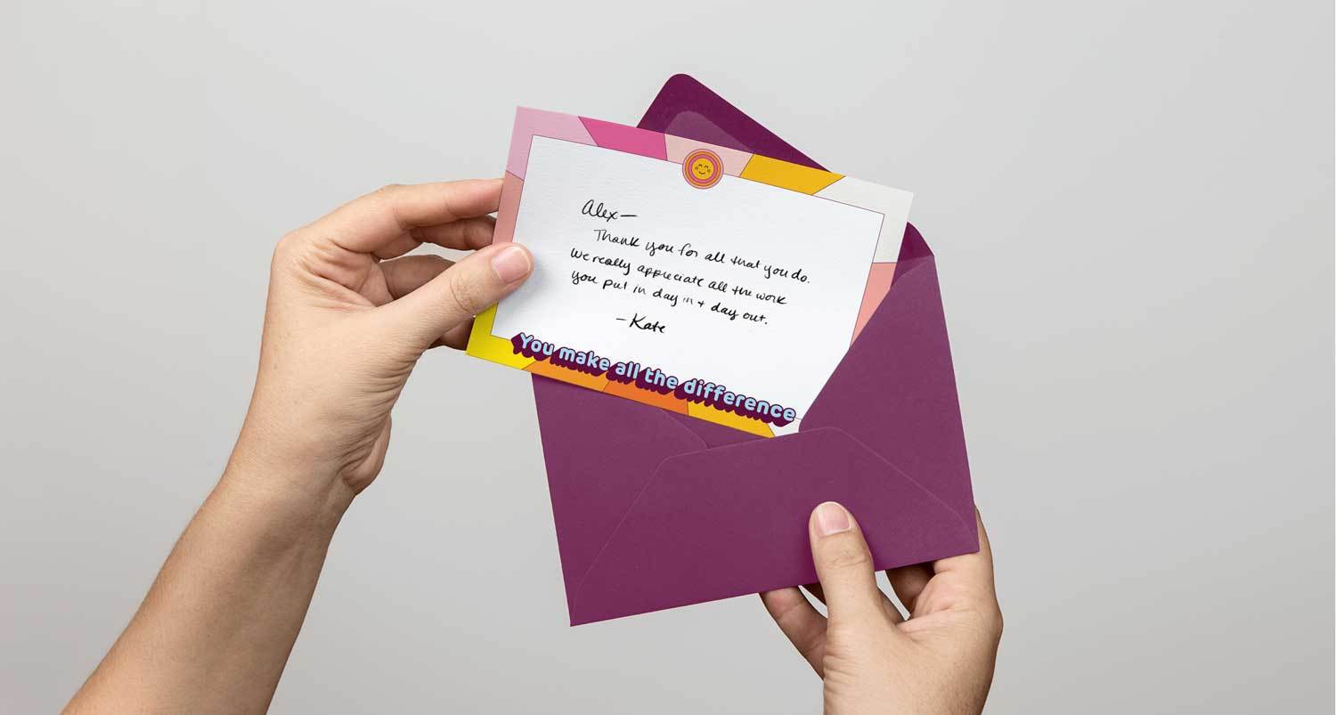 Untuck policylab greeting card envelope with hands 7 5x5 mockup